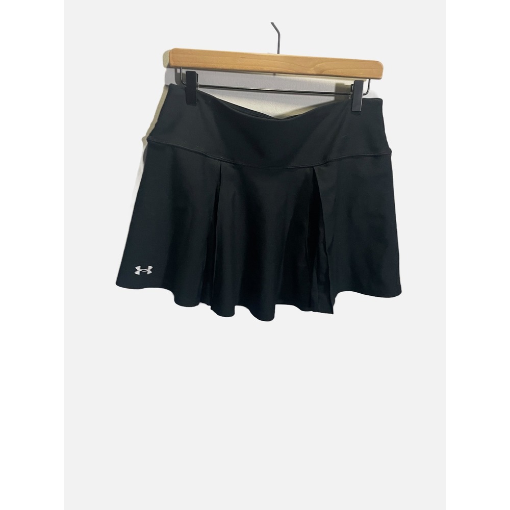 Under Armour Athletic Skirt Womens LG Black Pleated HeatGear Tennis Golf Skirt